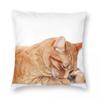 Tabby Ginger Cat Pillowcase Polyester Linen Velvet Pattern Zip Decorative Throw Pillow Case Home Cushion Cover