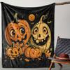 Cute Pumpkin Pattern Flannel Throw Blanket Soft Fleece Bed Sofa Cover, Cozy Lightweight Decorative Throw for Halloween Party Autumn Home Decor
