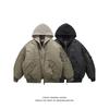 Men's Winter Hooded Faux Two-Piece Flight Jacket - Trendy Patchwork Baseball Coat