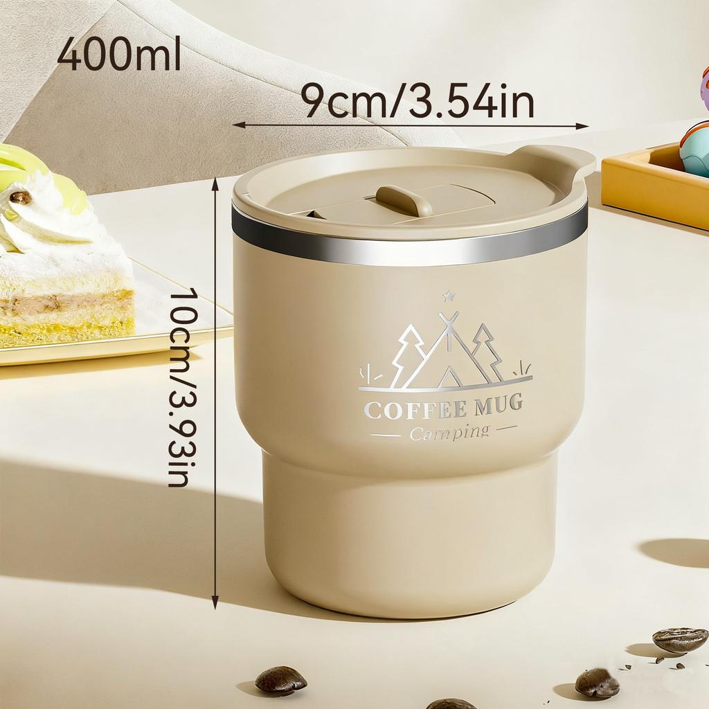 Double-Layer Insulated Coffee Cup With Lid Portable Leak-proof Coffee Mug 304 Stainless Steel Thermal Water Cup For Students