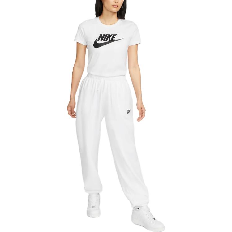 Nike Sportswear Essentials Letter Logo Crew Neck T-Shirt Women Tops White DV6095-100