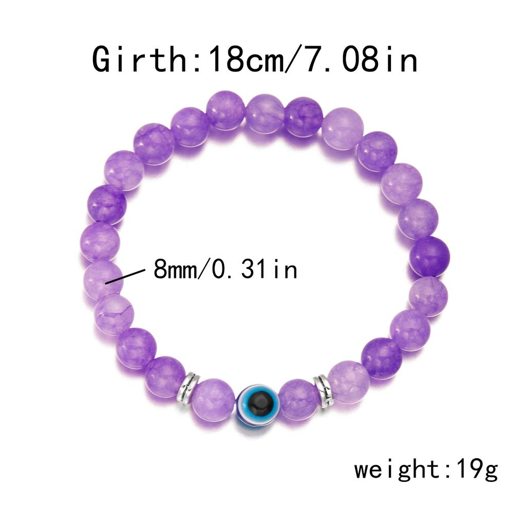 8mm Pink Purple Glass Beads Evil Eye Bracelets for Women Handmade Beaded Resin Blue Eye Bracelet Turkish Lucky Zircon Gifts