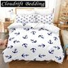 Anchor Duvet Cover Set,Nautical Classic Colors And Anchors Simplistic Design Sailor Ship Polyester Fashion Bedding Set