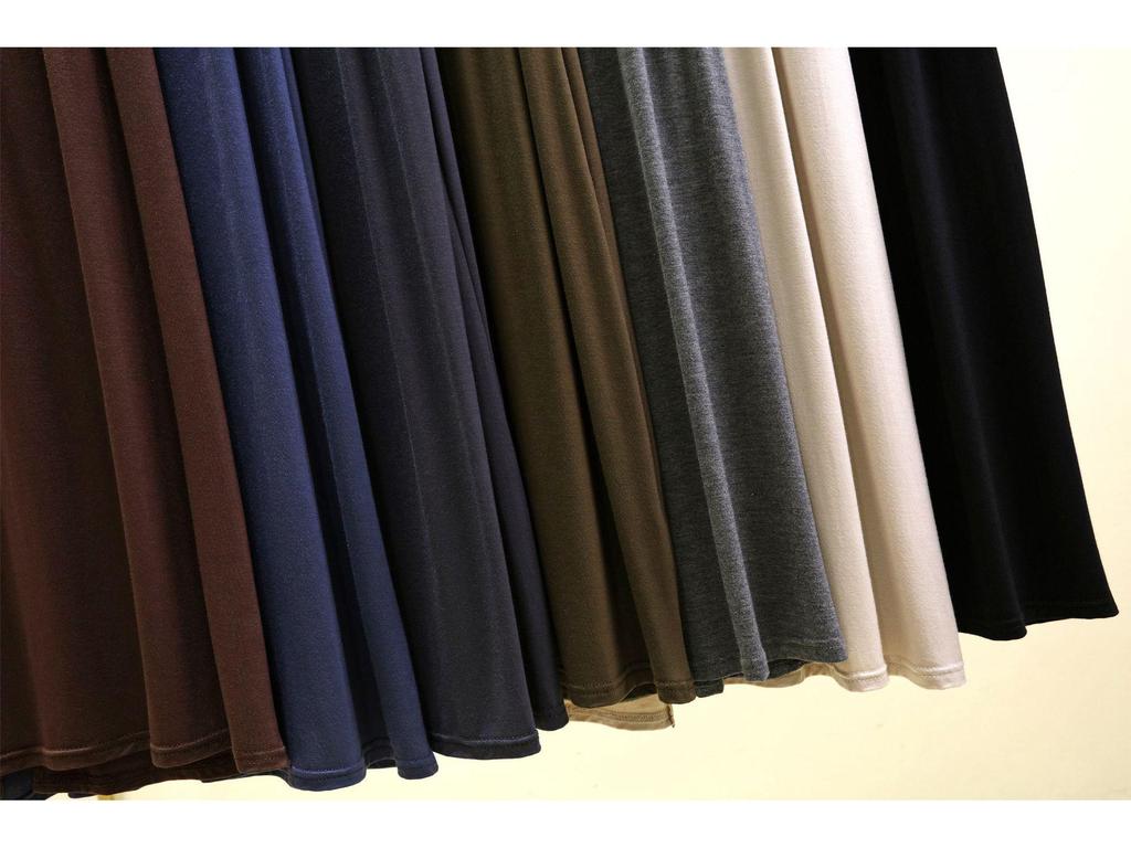 Dámská elastická midi sukně áčkového střihu - Modalová kapsa, ležérní, volný střih na jaro/léto