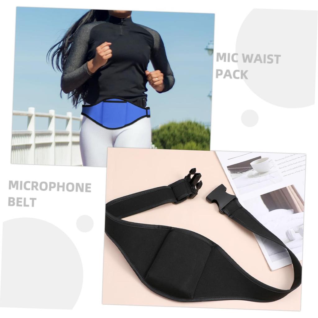 Alasum Microphone Belt Pouch Adjustable Wireless Microphone Holder Fitness Waistband Bag Set of 2