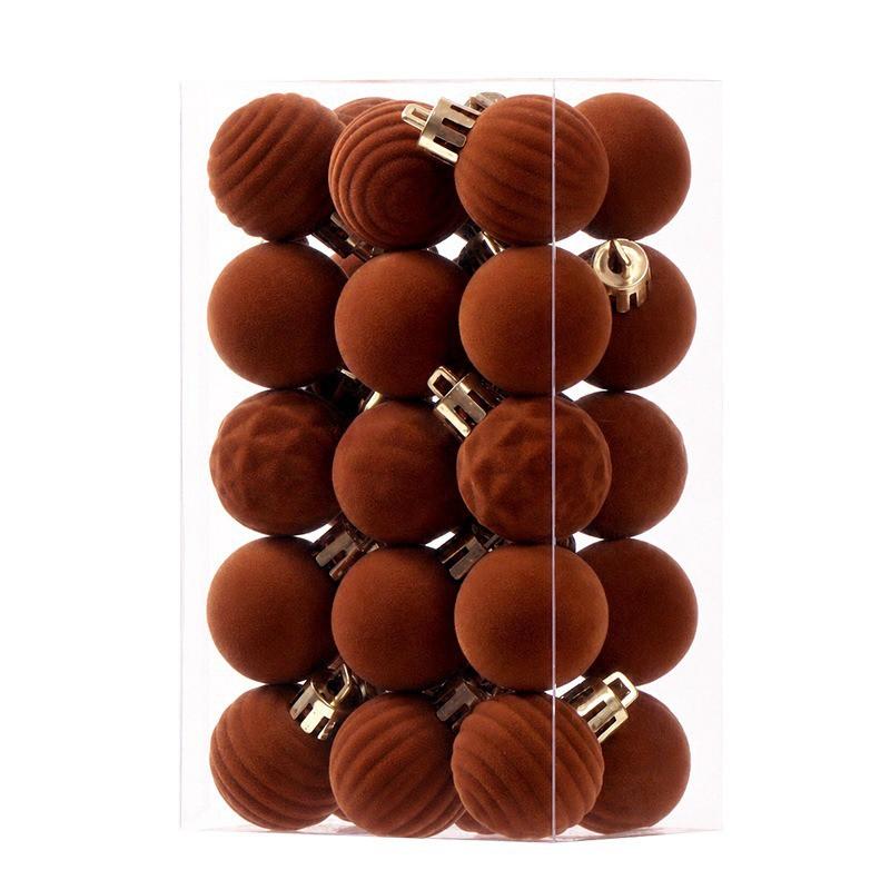 3cm Flocked Christmas Balls 30pcs Set Xmas Tree Hanging Ornaments Luxury Decorations