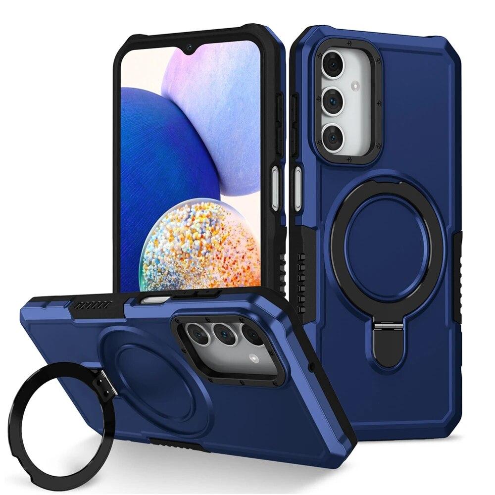 KEYSION Shockproof Armor Case for Samsung A55 A35 A25 A15 A05 Soft Silicone+PC Ring Stand Phone Back Cover for Galaxy A35 A55 5G