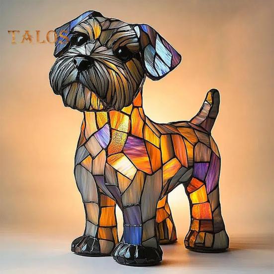 Dog Series Art Night Light Decor Soft Glow Flicker Free USB Powered LED Table Lamp Hand Painted Pet Themed Desk Accent