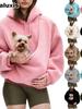 Nuovo Cappello con Cappuccio in Peluche Autunnale Monocolore per Animali Domestici Felpa Larga a Pullover per Donne