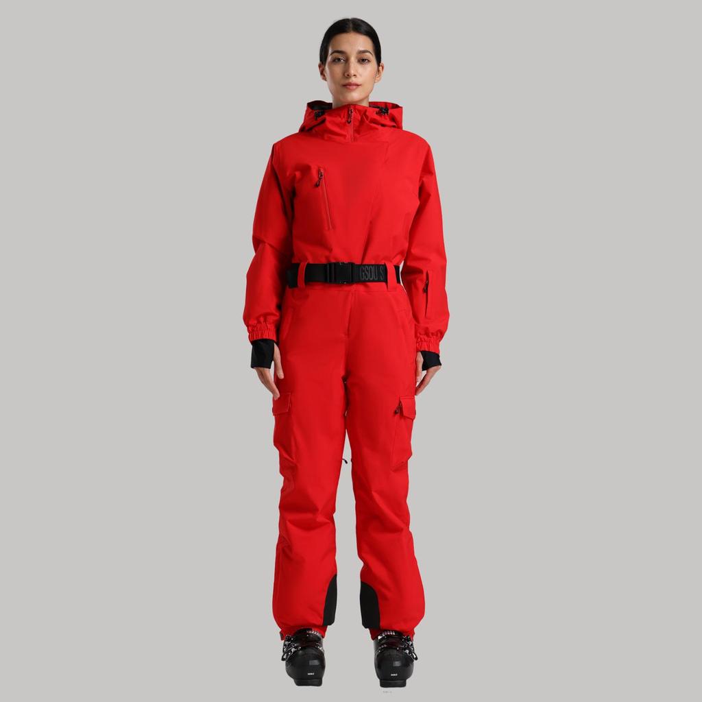 Traje de Esqui Profissional Impermeável para Mulheres com Dupla Camada - Conjunto Outdoor Espesso e Quente de Cor Sólida