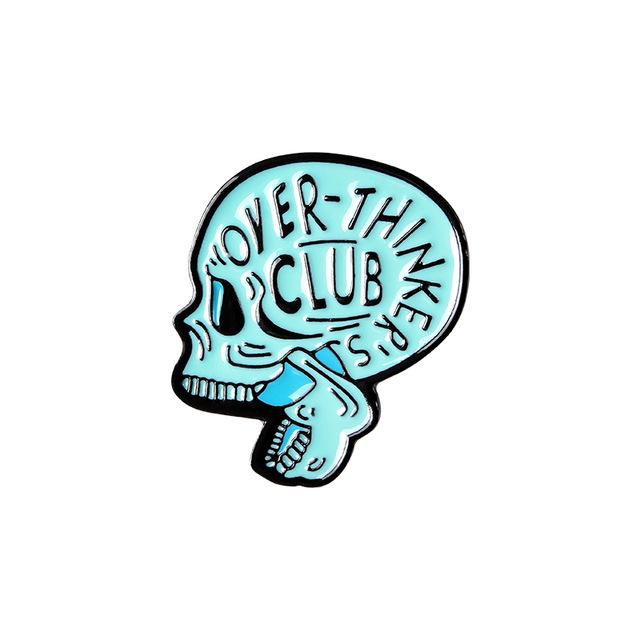 European & American Punk Style Skull Brooch - Colorful Letter Design with Open/Closed Mouth