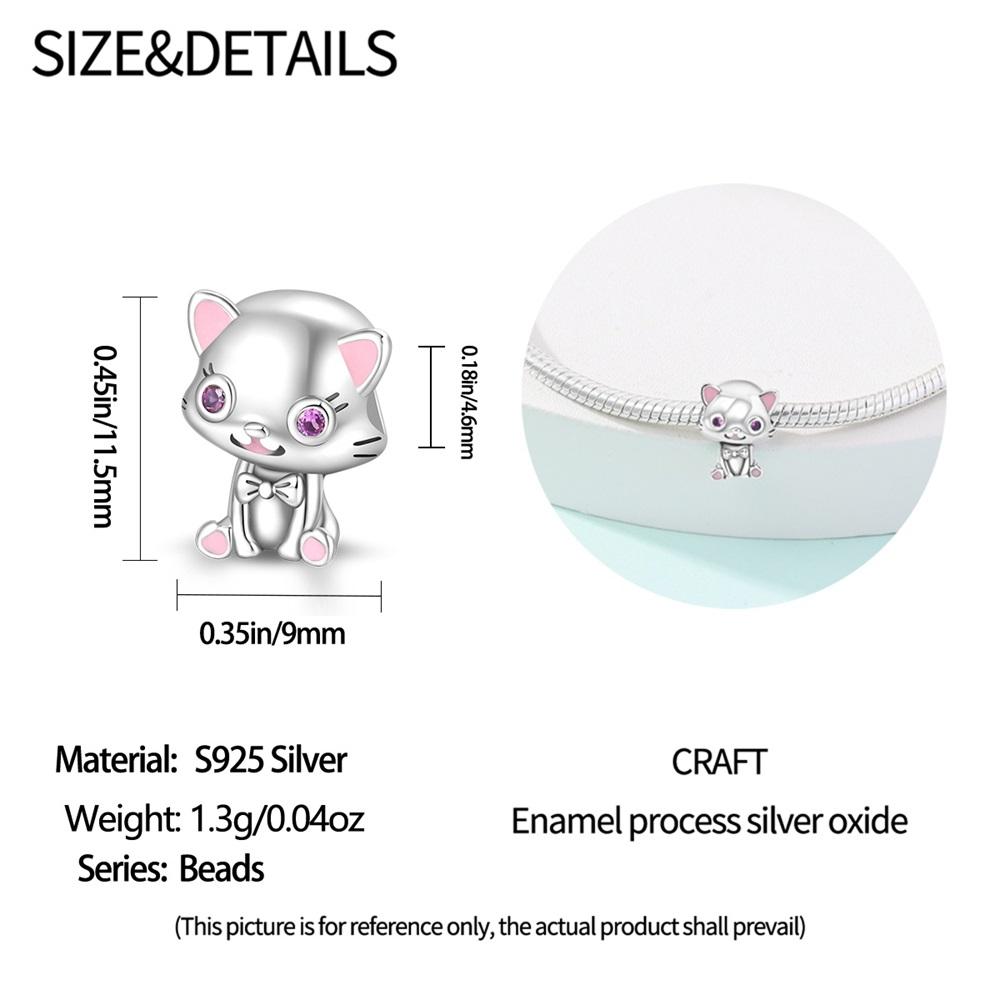 Original Copper Charms Luxury Cute Cat Purple Eyes Beads Fit Bracelet Diy Women Making Delicate Gift Jewelry