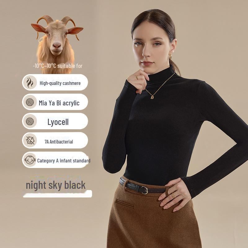 Women's Slim Fit Autumn Cashmere Turtleneck: Long-Sleeve Thermal Top, Ideal As Outerwear