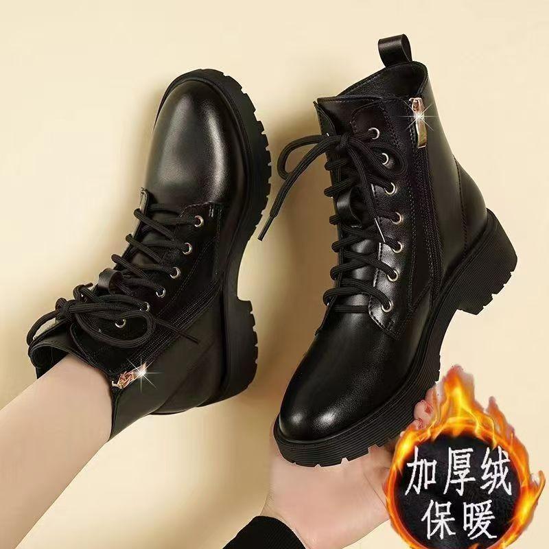 Cizme Martin de damă din piele moale antiderapantă 2025 toamnă și iarnă noi populare călduroase cu toc gros cizme versatile de damă în stil britanic