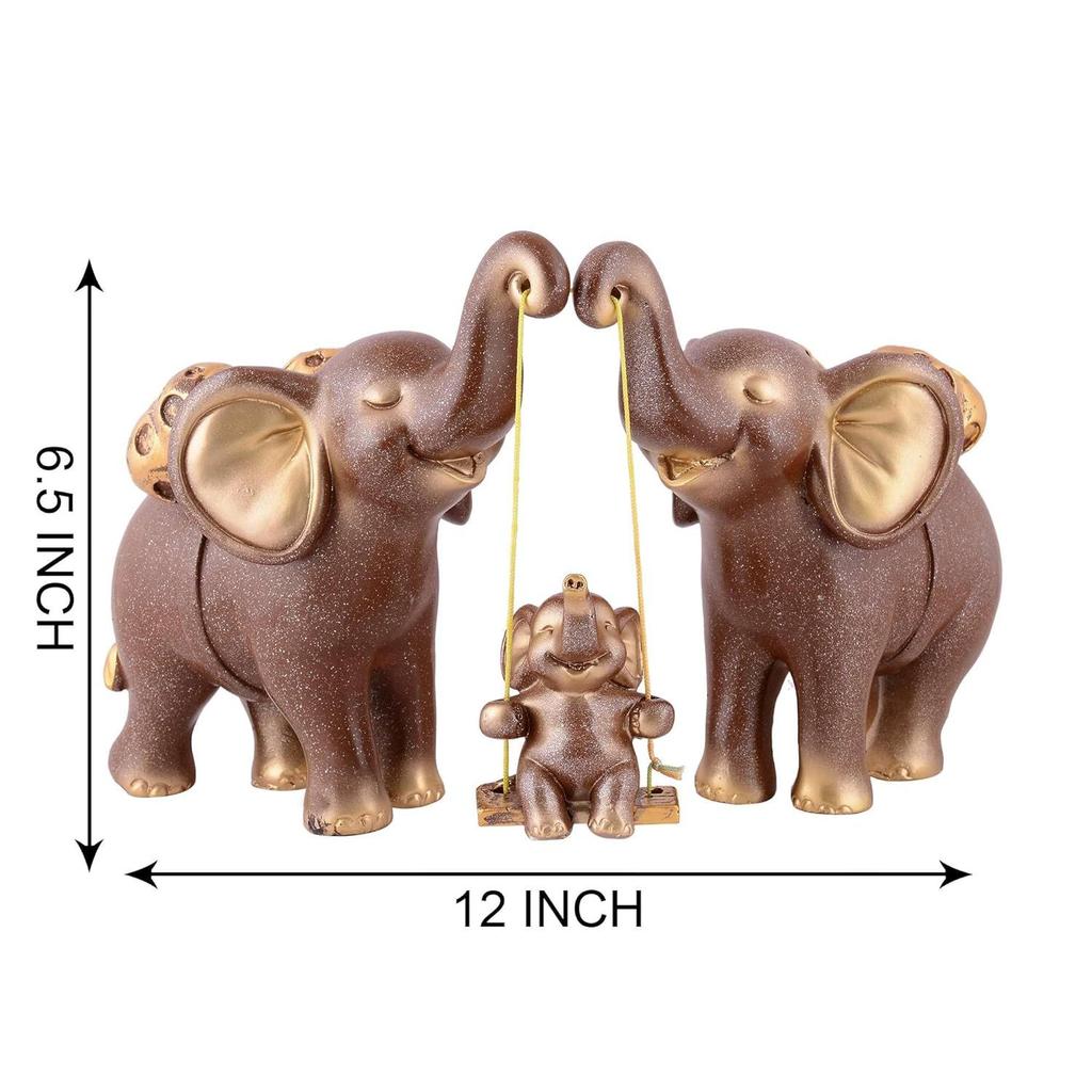 Resin Set of 3 Elephent showpiece for Home Decoration Items Table Décor Living Room Gift Boxes for Weddings, Parties, Housewarming