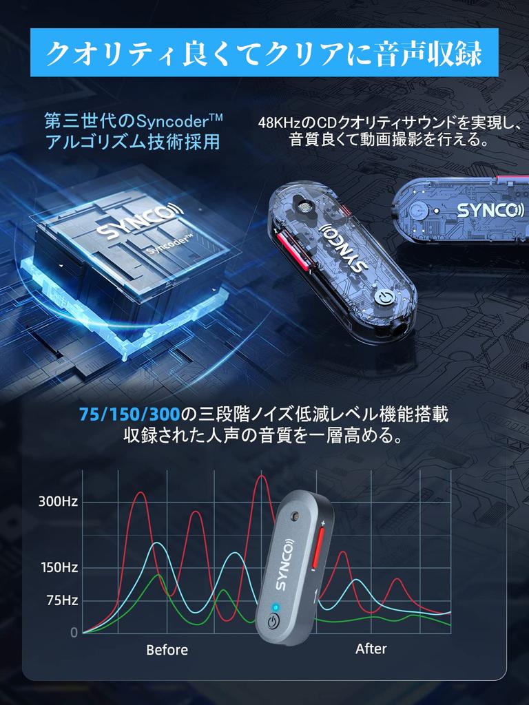 SYNCO G3 Wireless Microphone with Volume Audio and Up to 250m Transmission Triple Compatible with DSLR and Recorders Two-Way Communication, Control,