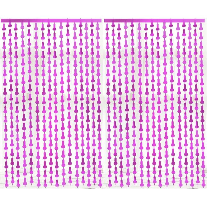 Bachelorette Party Decoration,2 Pack Purple Fringe foil Curtains 3.3 x 6.6 ft