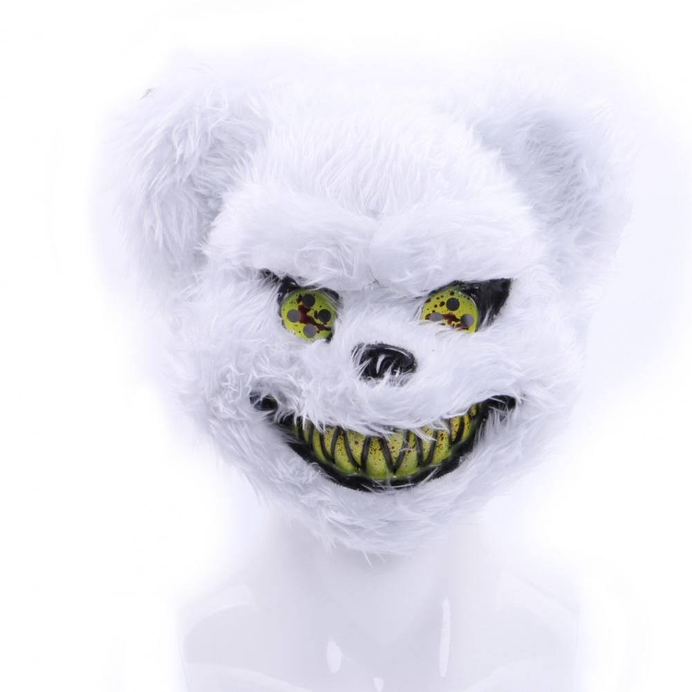 Face Cushion Spooky Throw Pillow Halloween Face Cushion with Light-up Furry Prop for Rave Parties Spooky Bear Rabbit Costume