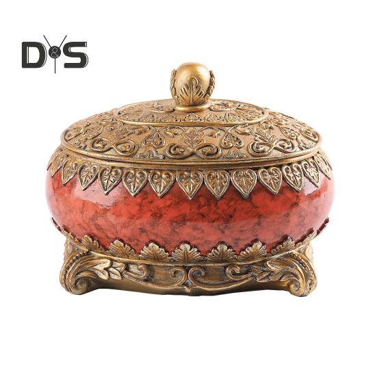 

Винтажная шкатулка для украшений с крышкой, большой емкости, пылезащитная, элегантный декоративный органайзер, овальная шкатулка для безделушек красный
