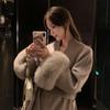 Women's Mid-Length Double-Faced Cashmere Coat with Fox Fur Cuffs for 2025 Autumn/Winter