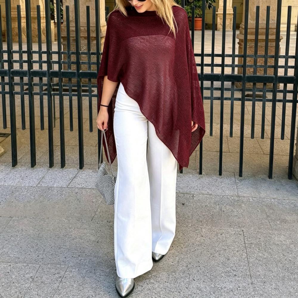 Mehrfach tragbarer offener Strick-Poncho-Schal mit Camisole