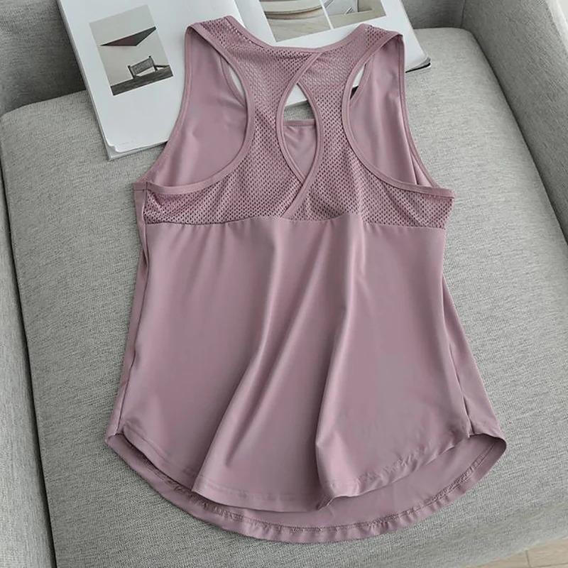 Summer Quick Dry Tank Top Thin Section Mesh Backless Loose Casual Versatile Camisole Yoga Sports T-Shirt Fitness Running Vest