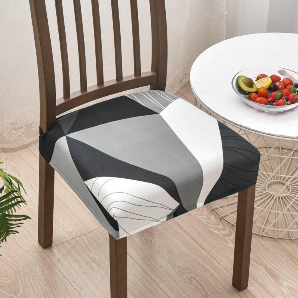 Soft Printed Design Stretch Chair Cover Square Elastic Bottom Chair Seat Cover Removable Chair Slipcover Home Decor