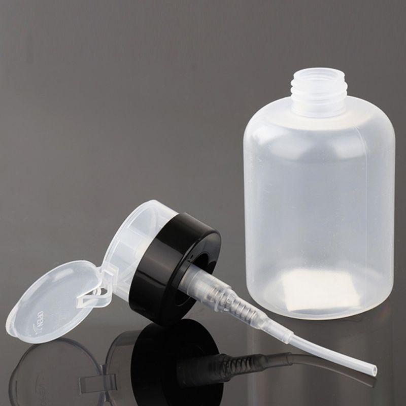 200ml Clear Push Down Empty Bottle Press Pump Dispenser Nail Polish Container