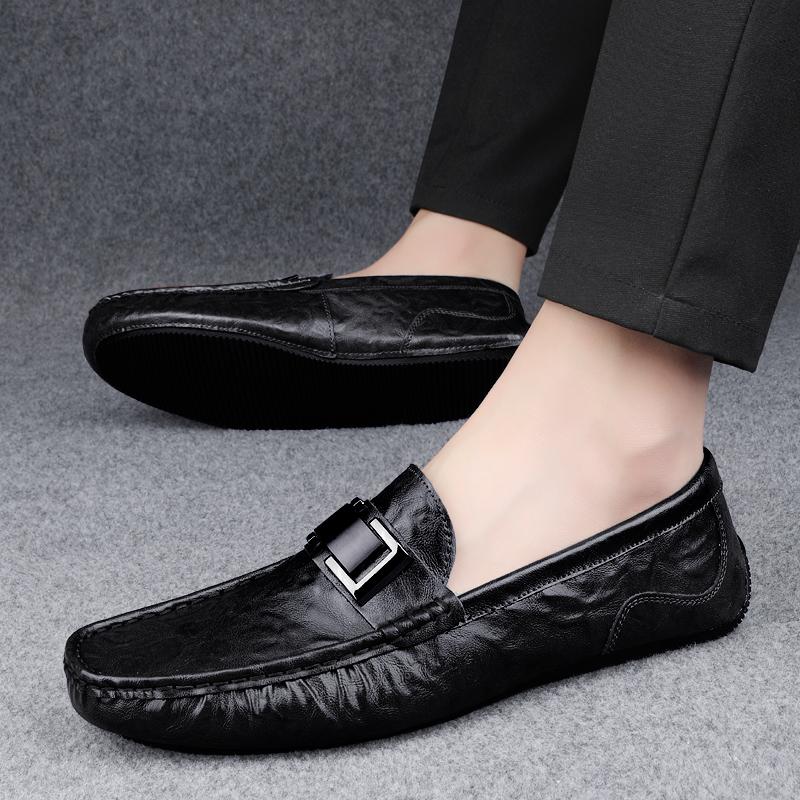 2025 Leather Penny Loafers Men Moccasins Mocasines Hombre Business Mens Casual Shoes Half Shoes Slip On Flats Male Driving Shoes