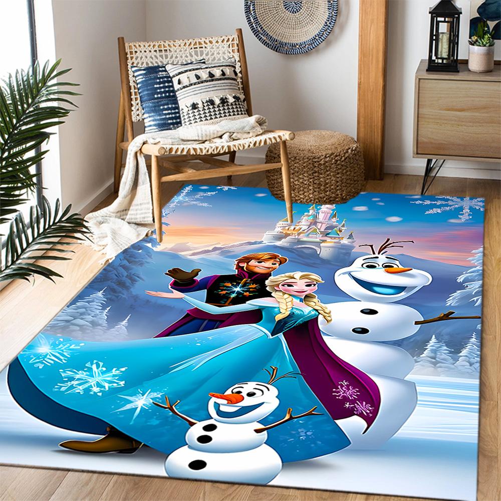 Frozen Olaf Cartoon Theme Non-Slip Rug - Made of Polyester, Suitable for Home Décor, Bedrooms, Living Rooms, Entryways, and Studios.