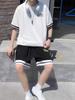 Korean Style Men's Sportswear Set - Short Sleeve T-shirt & Casual Basketball Shorts, Summer 2026 Trend