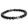 Volcanic Stone & Moonstone Men's Beaded Bracelet with Obsidian Accents