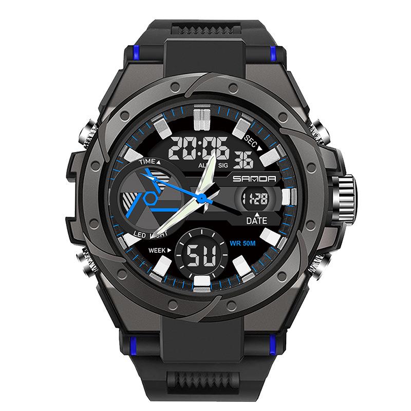 Sanda Men's Multifunctional Waterproof Luminous Military-Style Outdoor Sports Electronic Watch