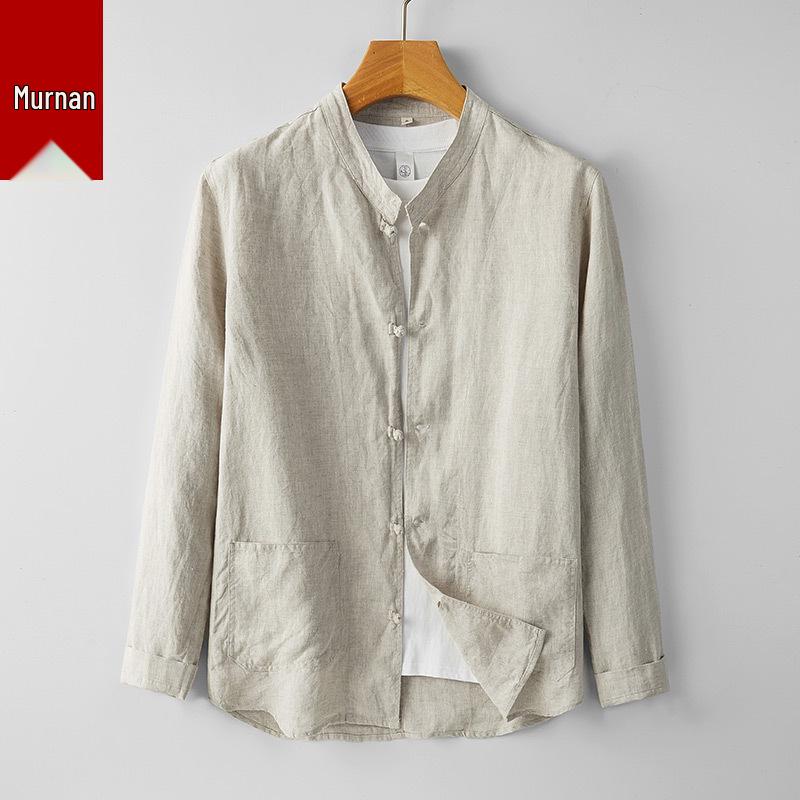 

Мужской костюм Тан в китайском стиле, льняная рубашка с длинным рукавом, куртка 5XL