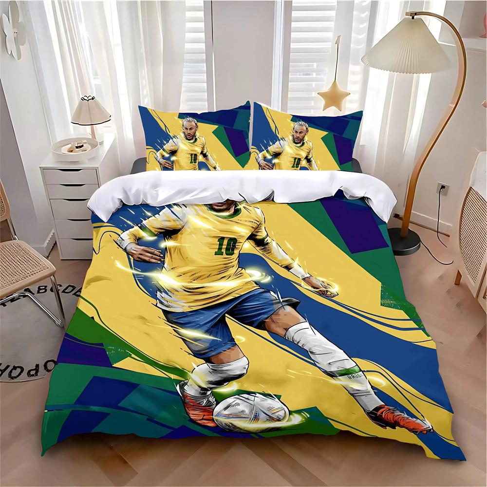 Set Biancheria da Letto Caldo Calcio N-NeymarS Decorazione Camera da Letto Bambini Singolo Matrimoniale Grande Formato Copripiumino Set per Adulti Ragazzi Ragazze