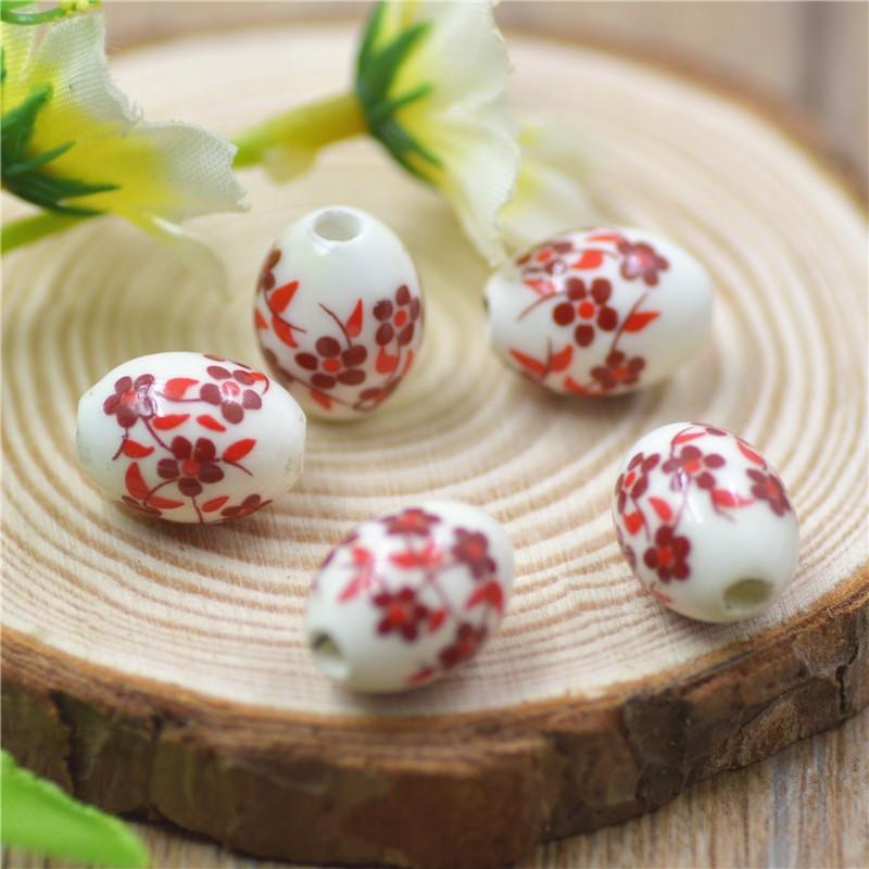 12 * 16Mm Lose Perlen Keramik Ovale Perlen Jingdezhen Keramikperlen DIY Keramikperlen Chinesischer Knoten Zubehör Material