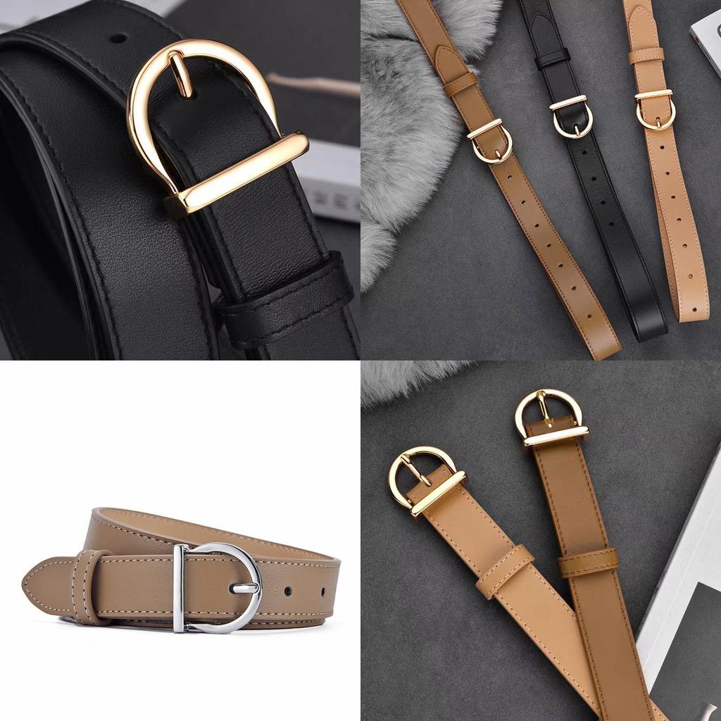 Casual Womens Leather Belt With Silver Or Gold Alloy Buckle For Fashionable Looks