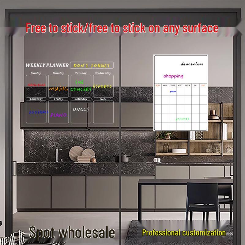 Erasable Magnetic Calendar & Whiteboard Sticker Set for Fridge – Customizable Planner & Message Board