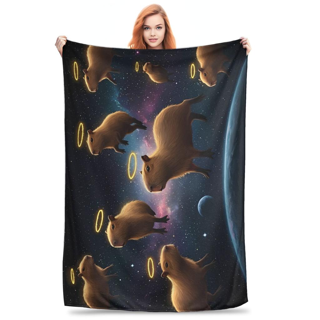 Trembling Capybara Flannel Blanket Winter  Soft Durable Throw Blanket for Kids Couch Bed Funny Bedspread Sofa Bed Cover