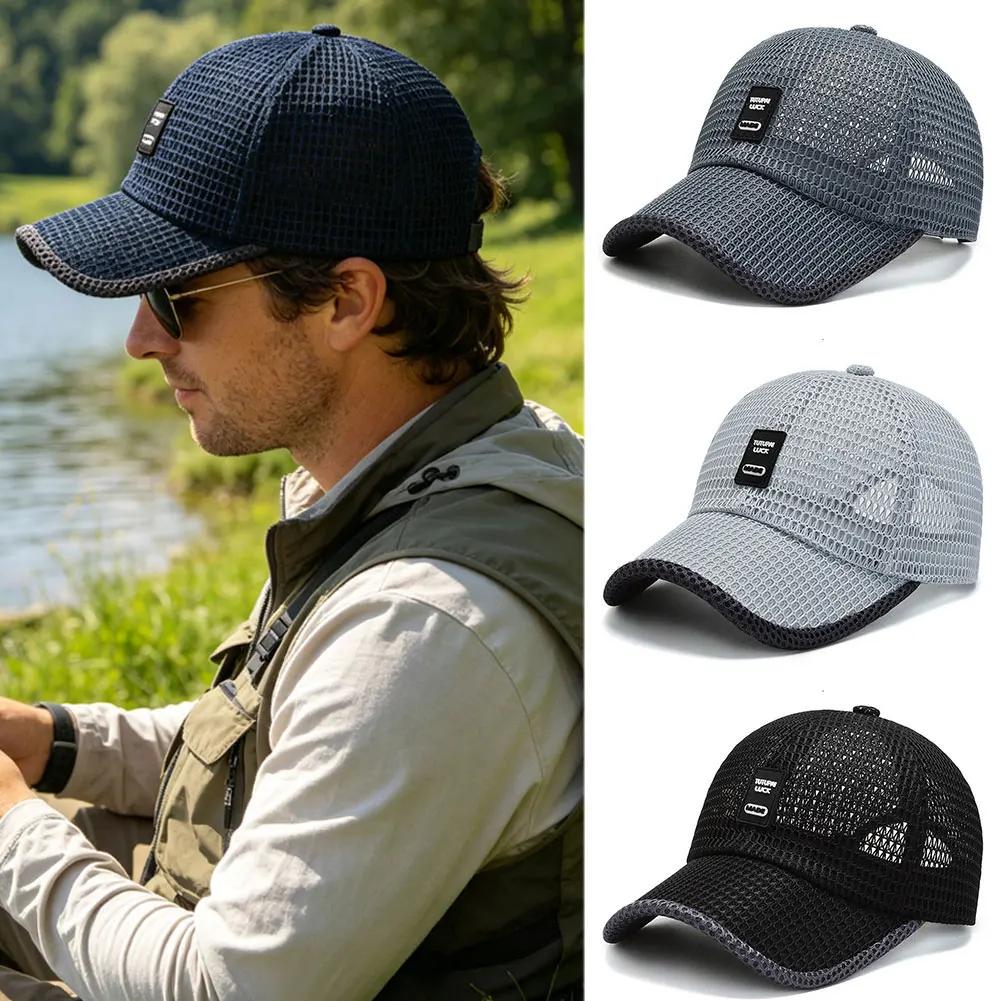 Herren Mesh Baseballkappe Atmungsaktive Sommerkappen Sonnenschutz Papa Hut Outdoor Wander- und Angelhüte Bone Gorras Snapback Trucker Cap