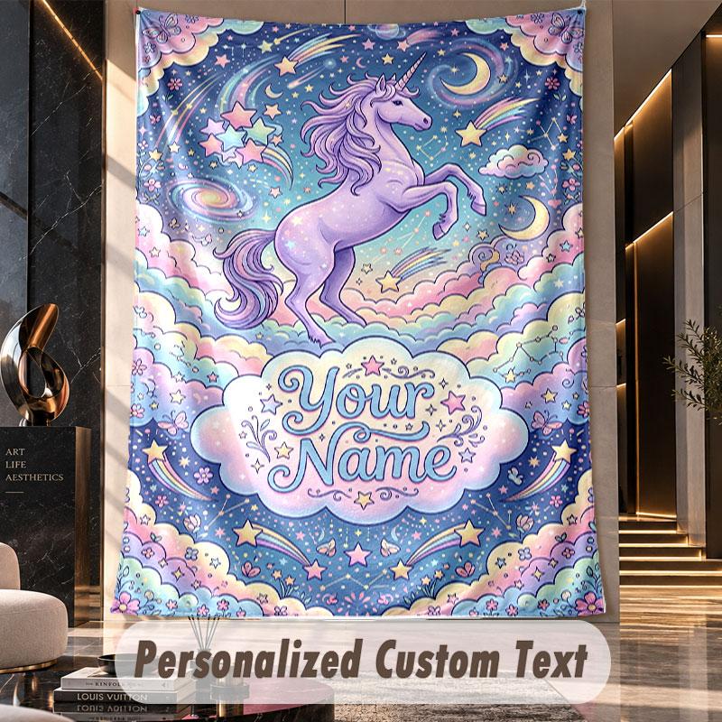 Unicorn (315) Theme Custom Tapestry Personalized Custom Name Text Wall Hanging Tapestry Home Decor Background Cloth