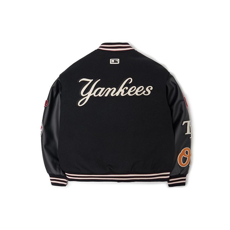 Giacca da Baseball con Logo MLB Ricamato Giacca Unisex Nera 3AJP38016-00BKS