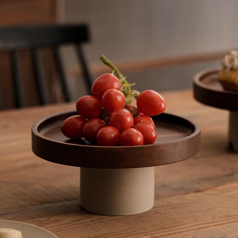 Ru Han Vintage Acacia Wood & Ceramic Serving Plate