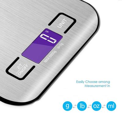 Nová přenosná kuchyňská váha 5kg/1g Elektronická váha na kávu Povrch z nerezové oceli LCD podsvícený Kuchyňské váhy na potraviny Vážicí nástroj