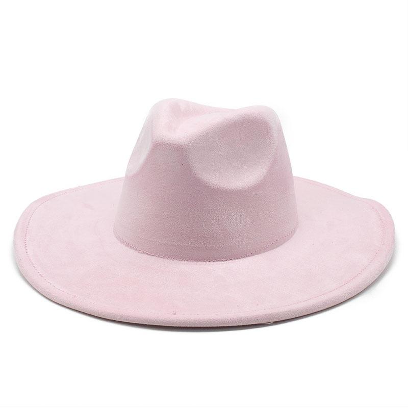 Unisex Suede Wide Brim Fedora Hat Ethnic Style Gentle Hat