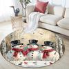 Forest Snowman Round Area Rug,Carpet Rug for Living Room Bedroom Sofa Playroom Decor,Non-slip Floor Mat