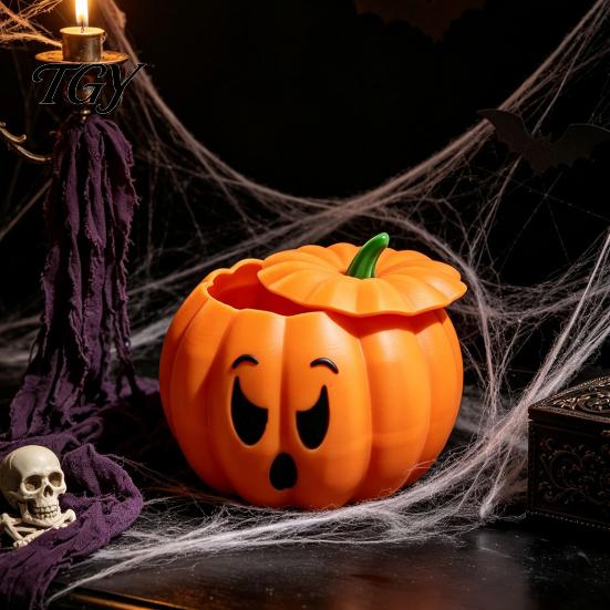 Cute Pumpkin Trinket Case 3D Printed Devil Storage Box with Lid, Funny Ghost Face Decor Halloween Decoration, Desktop Organizer for Jewelry And Small