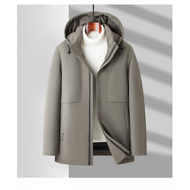 

Зимняя мужская пуховая куртка средней и длинной длины, утепленная пуховая куртка мужская, повседневная куртка с толстым пуховым подкладом и подкладкой из пуха для мужчин 205 хаки