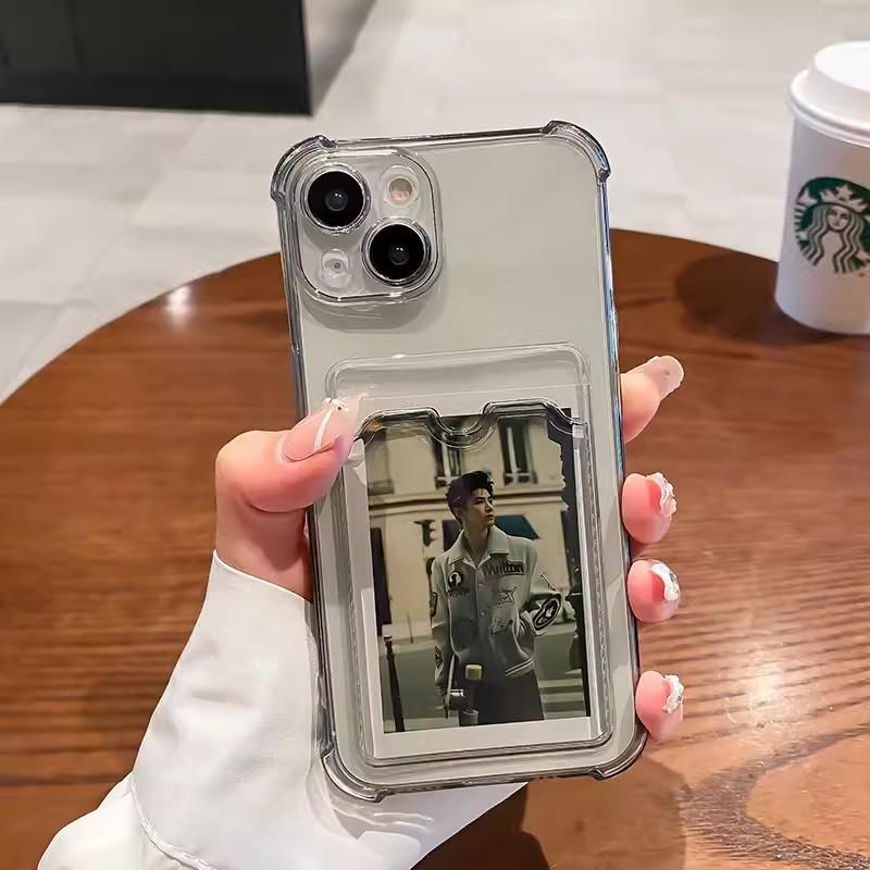 Pouzdro na telefon pro iPhone 17 16 15 14 13 Pro Max Air 11 12 Pro 7 8 Plus 16E Průhledné pouzdro s držákem na kartu a peněženku Odolné proti nárazům