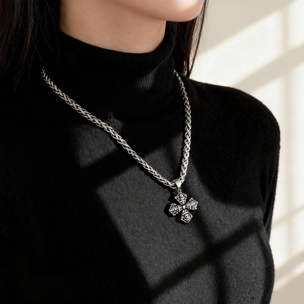 Collana Pendente Pestello Vajra Incrociato Stile Cinese Femminile Alto Senso Nicchia Vento Freddo Catena Clavicola